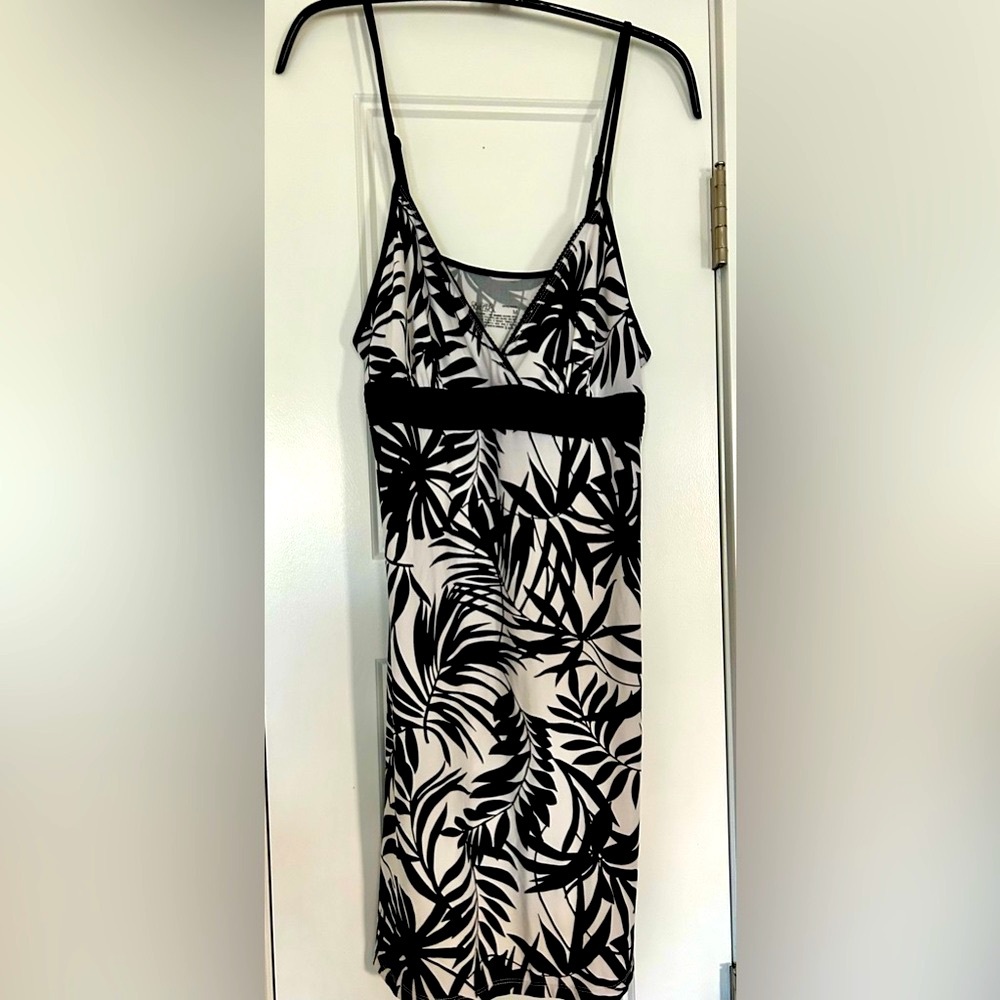 GILLIGAN & O’MALLEY Babydoll Nighty M Black/White Palm Sleepwear Spaghetti Strap